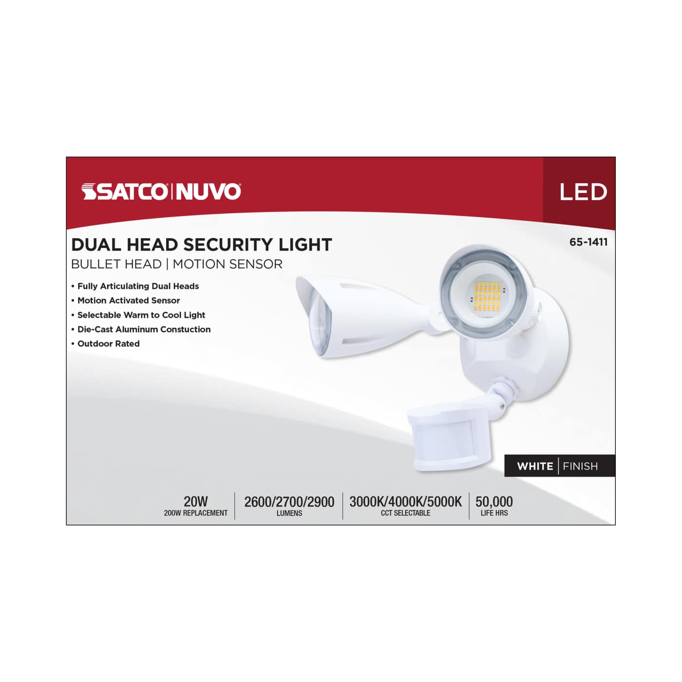 LED 2 BULLET HEAD SECURITY LGT - 65-1411