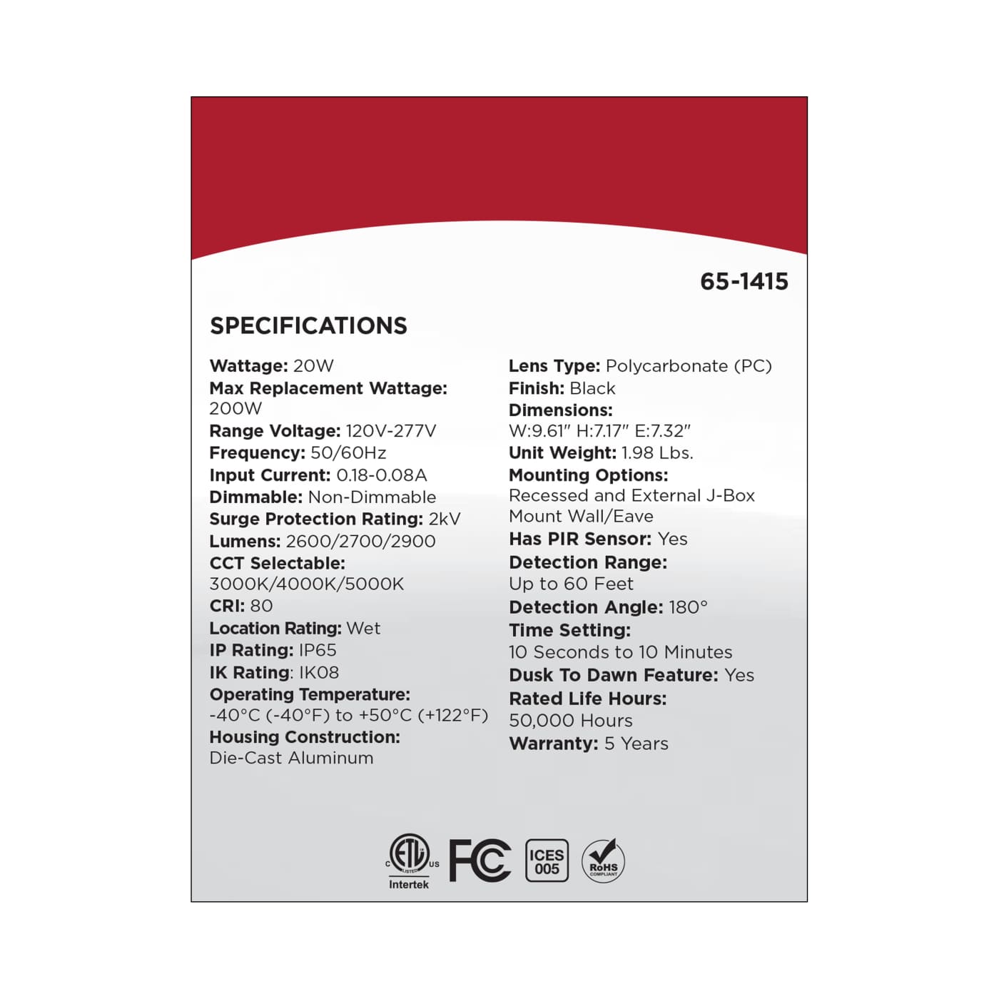 LED 2 BULLET HEAD SECURITY LGT - 65-1415