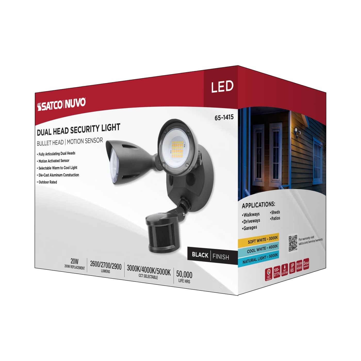 LED 2 BULLET HEAD SECURITY LGT - 65-1415