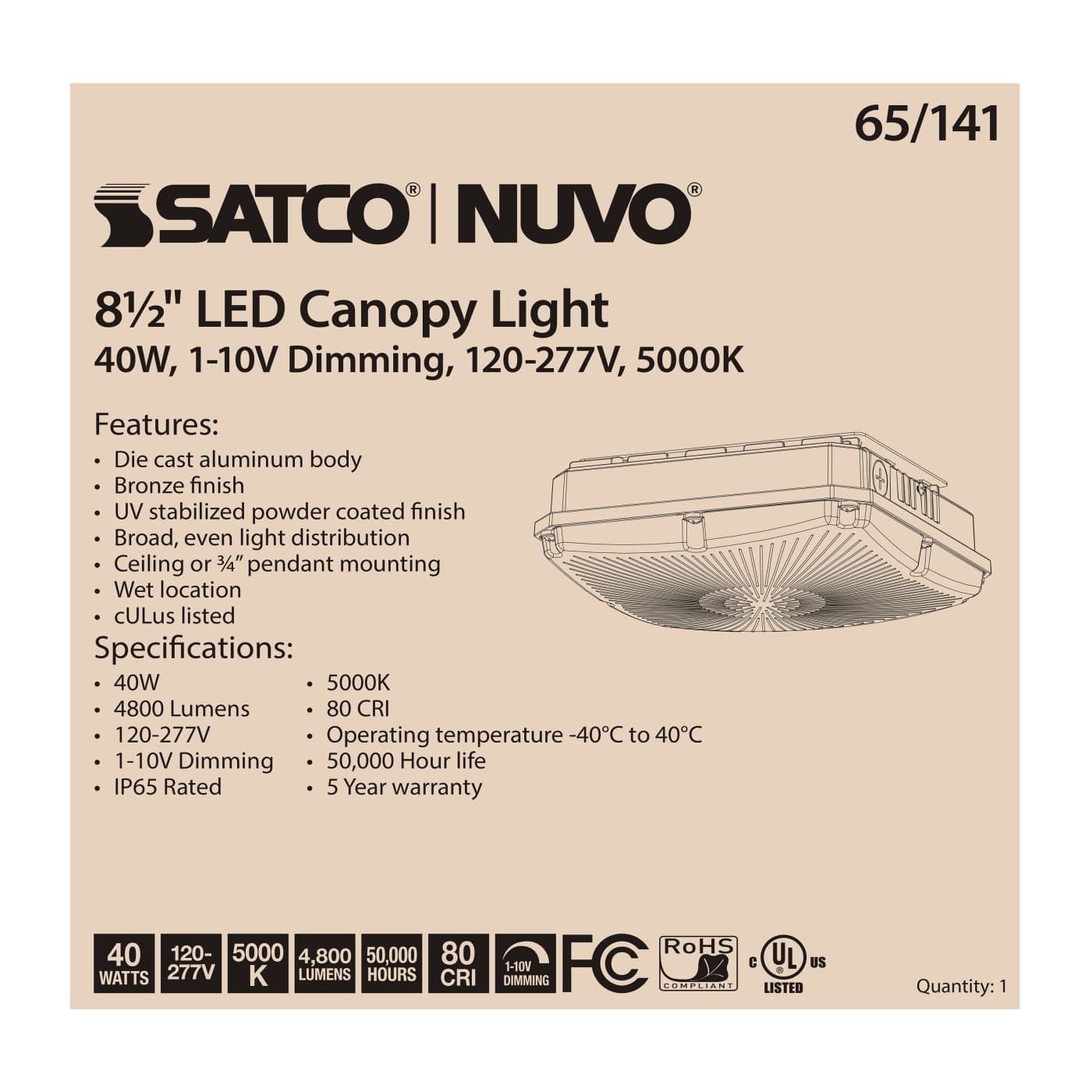 40W LED CANOPY FIXTURE 8.5" - 65-141