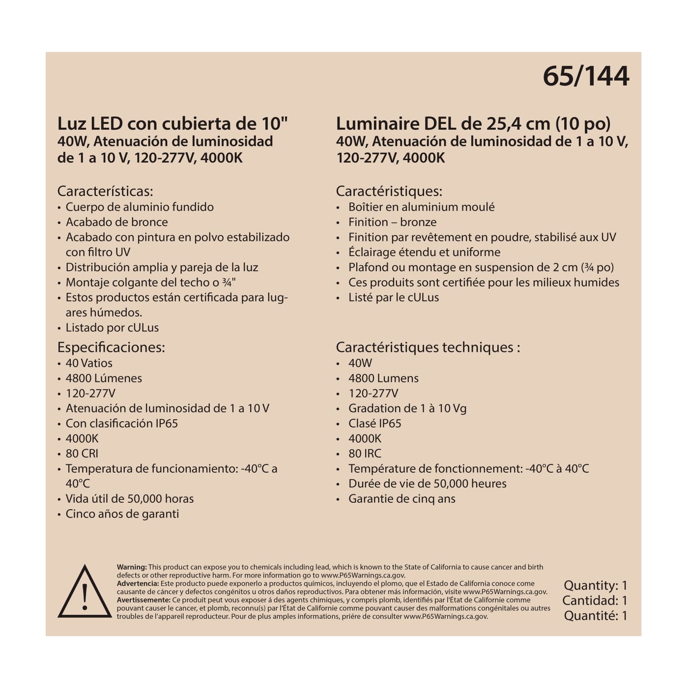 40W LED CANOPY FIXTURE 10" - 65-144