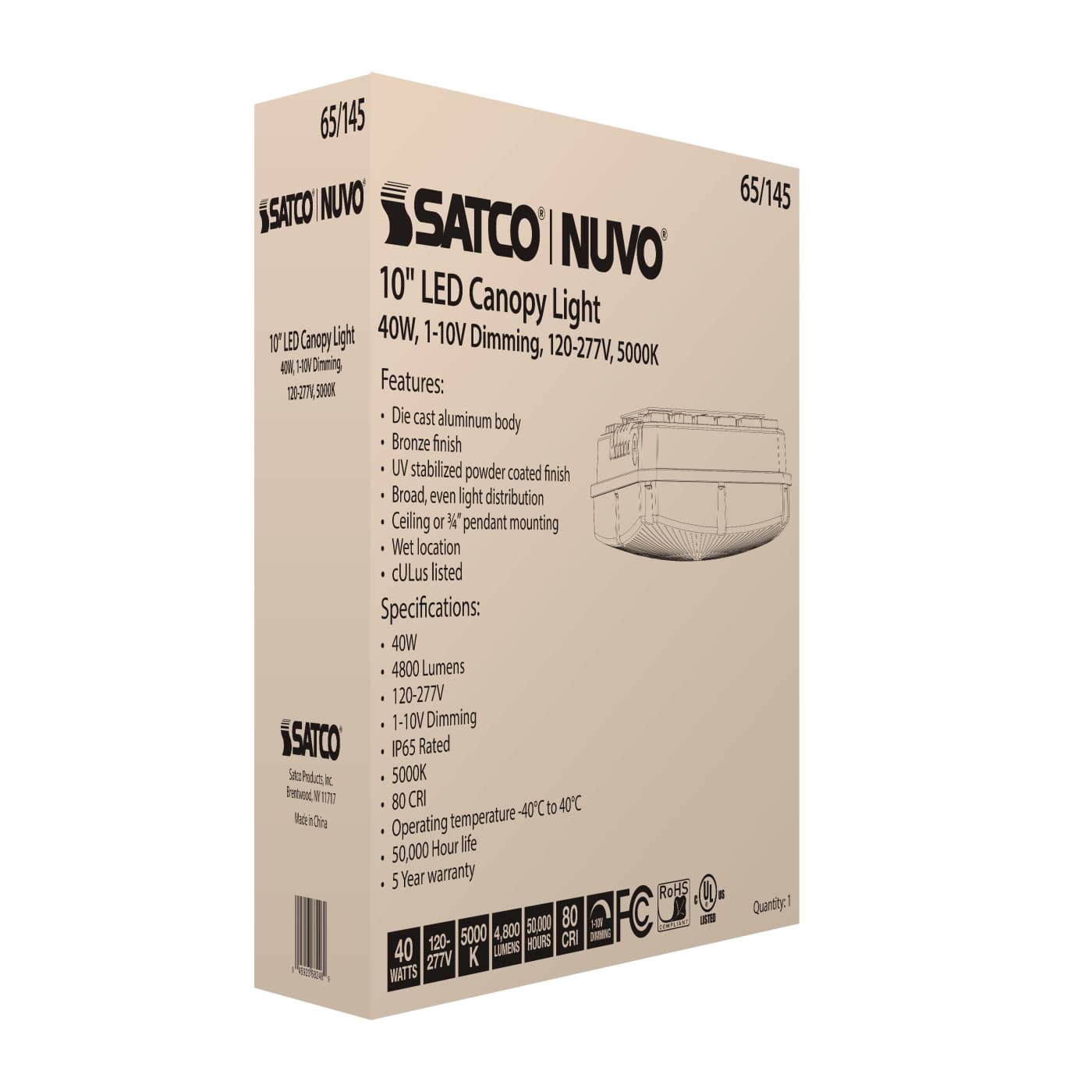 40W LED CANOPY FIXTURE 10" - 65-145