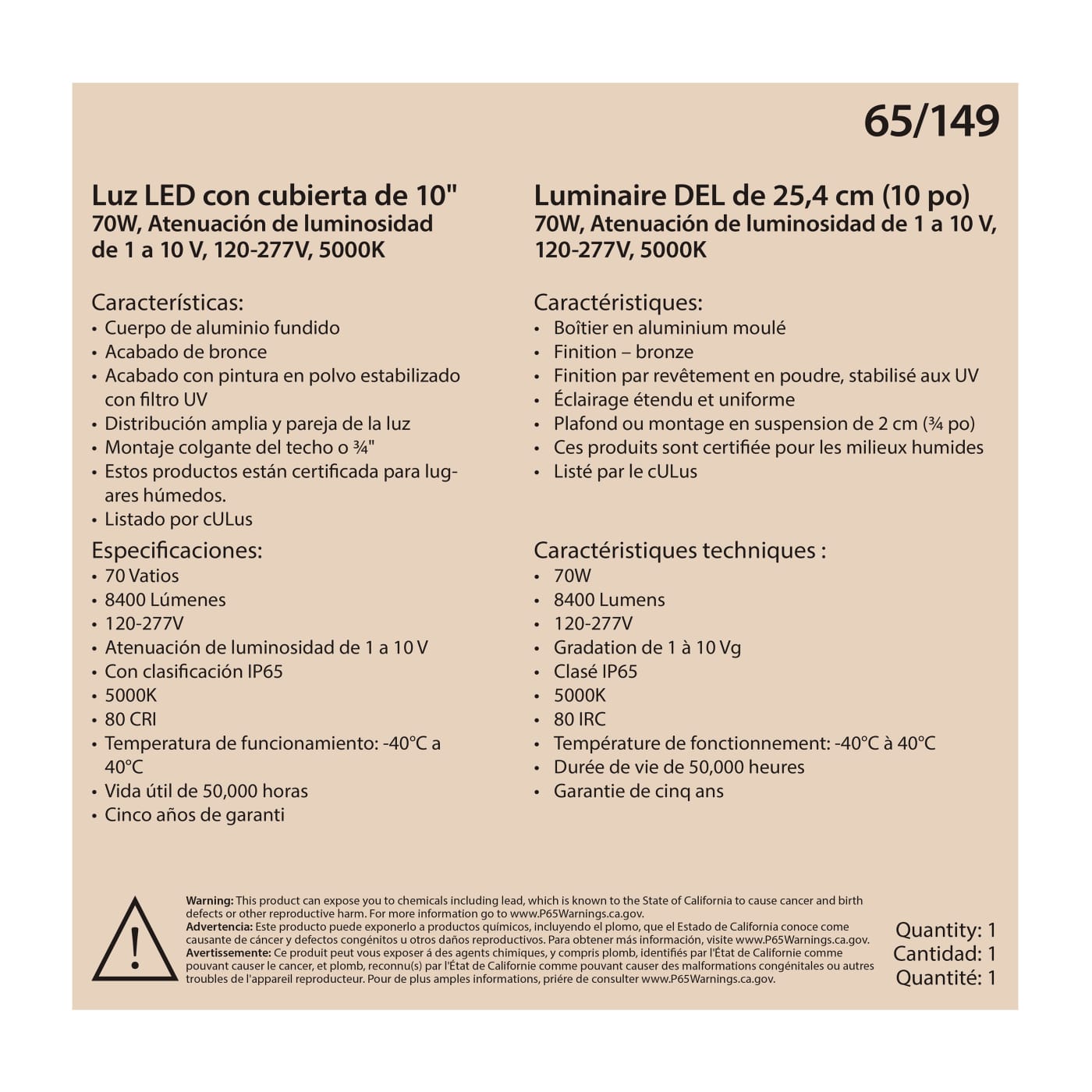 70W LED CANOPY FIXTURE 10" - 65-149