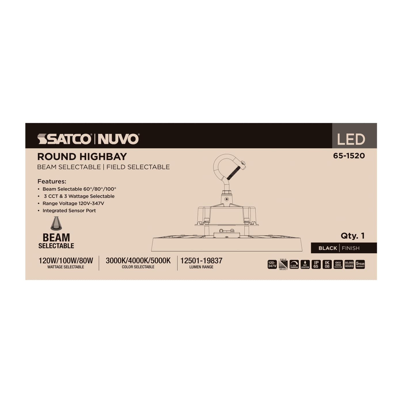 LED SELECTABLE HIGH BAY BLACK - 65-1520