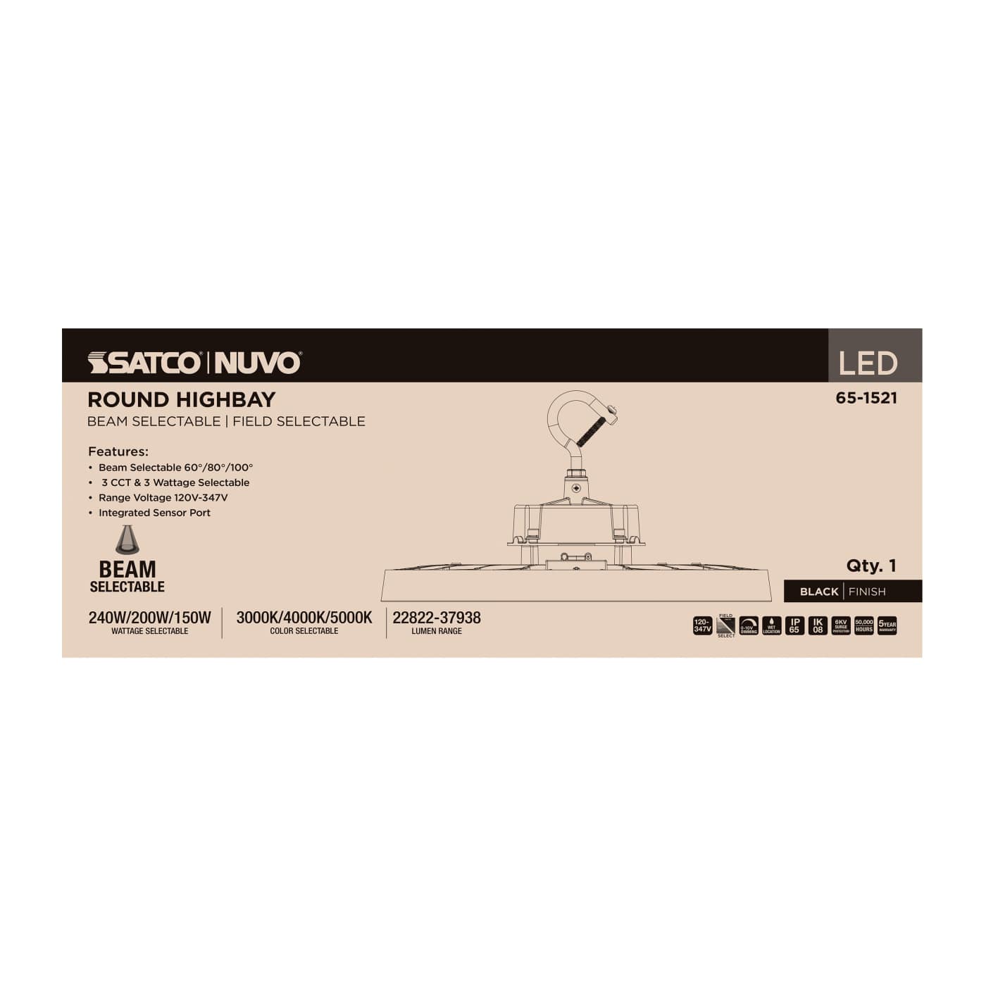 LED SELECTABLE HIGH BAY BLACK - 65-1521