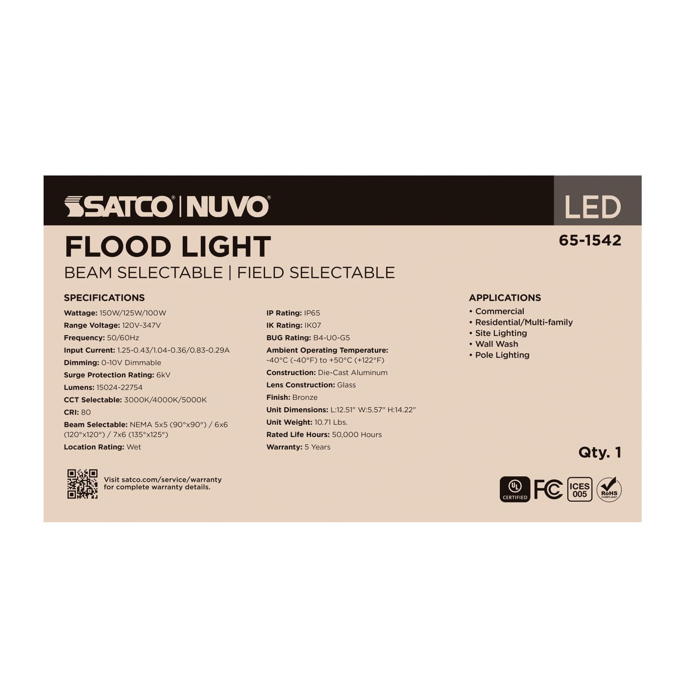LED FLOOD LIGHT BRONZE FINISH - 65-1542