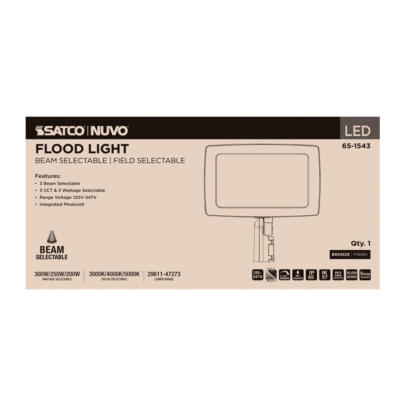 LED FLOOD LIGHT BRONZE FINISH - 65-1543