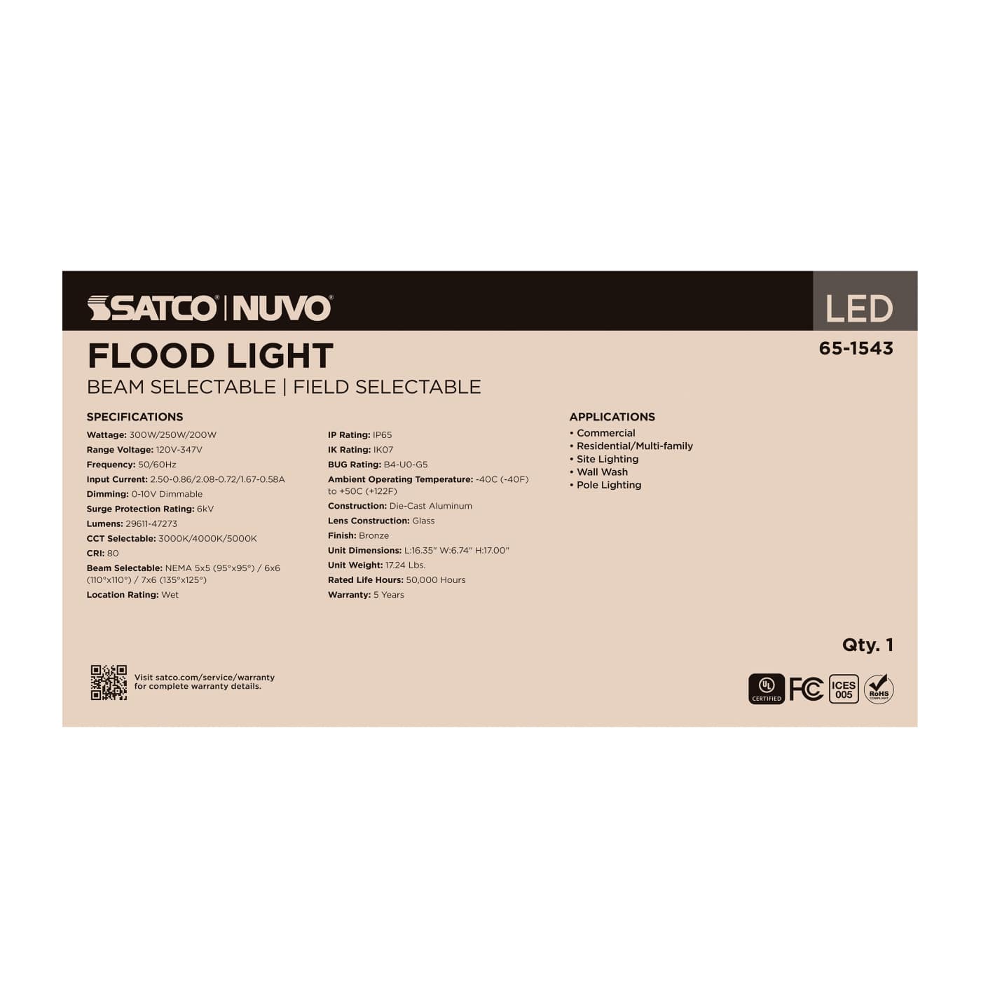 LED FLOOD LIGHT BRONZE FINISH - 65-1543