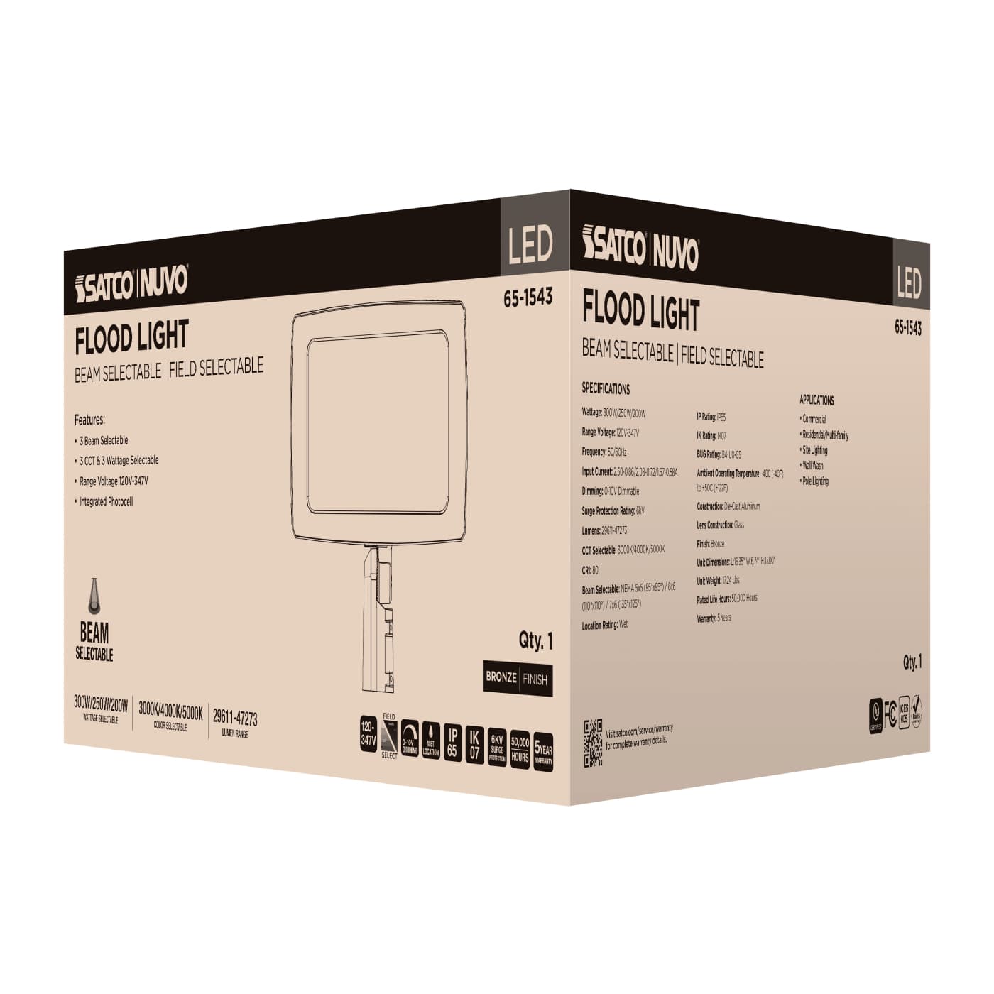 LED FLOOD LIGHT BRONZE FINISH - 65-1543