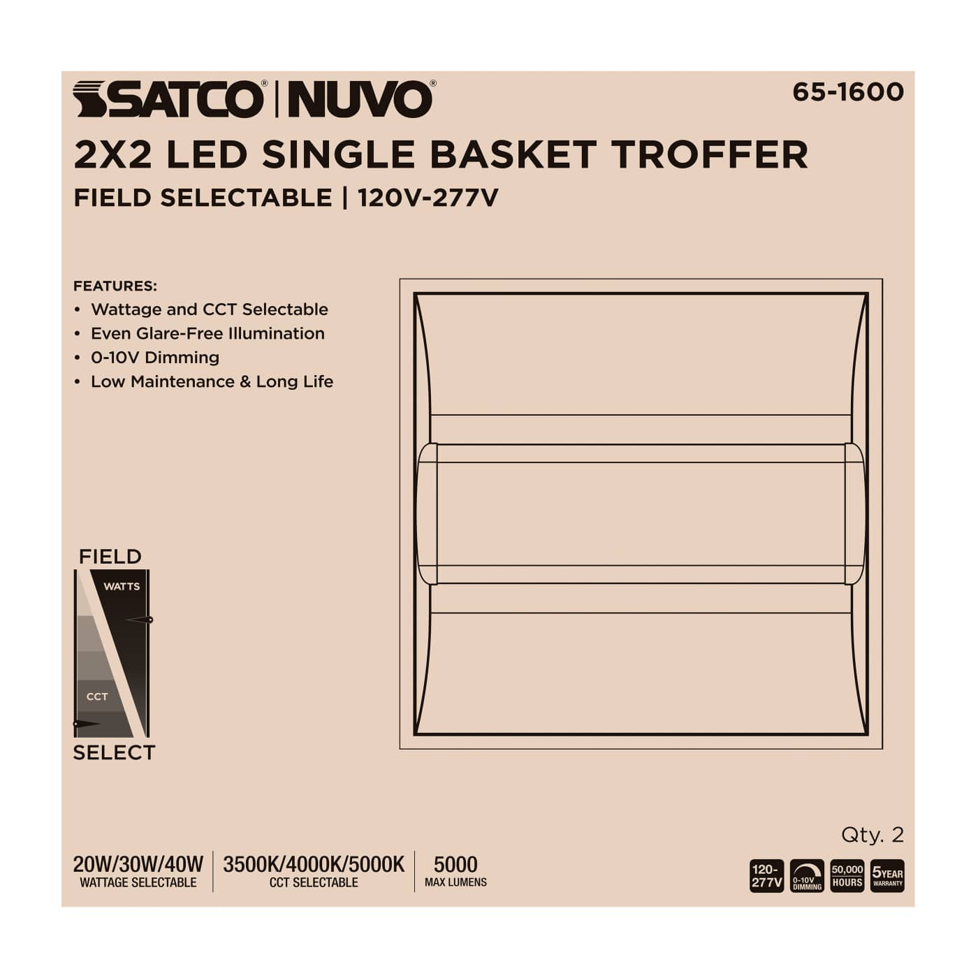 2X2 SINGLE BASKET TROFFER - 65-1600