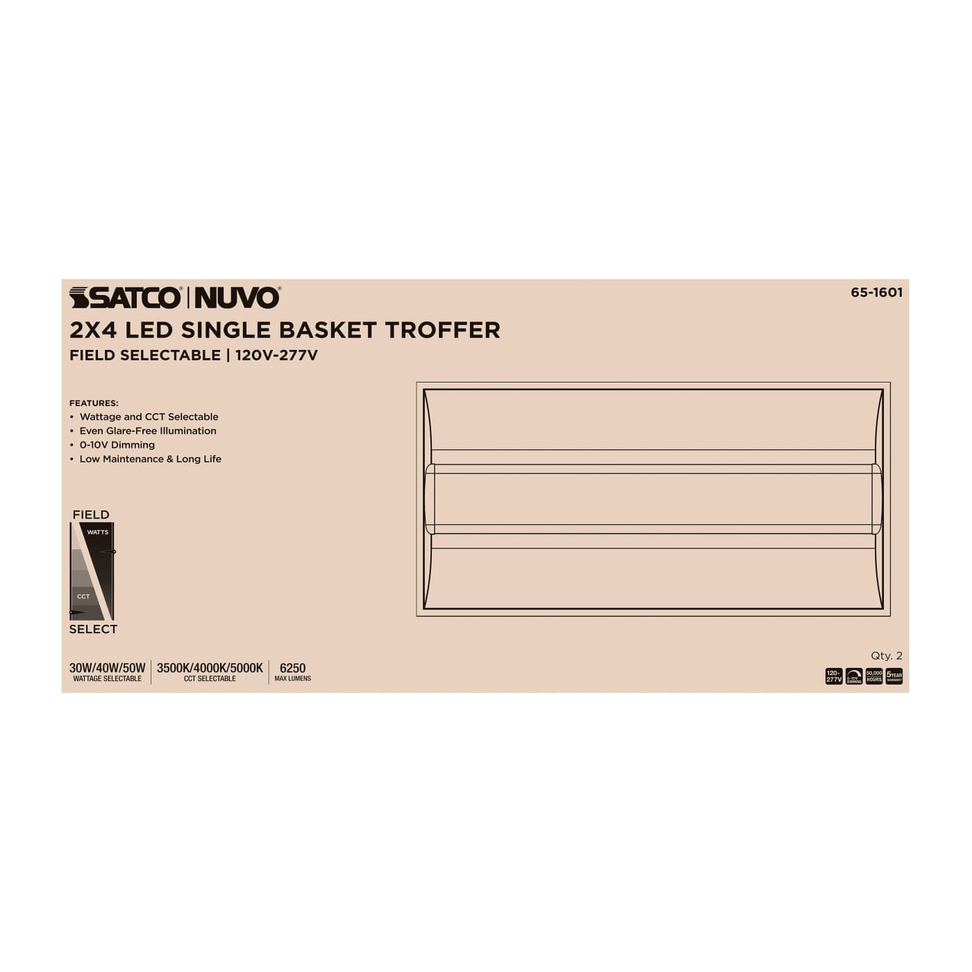 2X4 SINGLE BASKET TROFFER - 65-1601