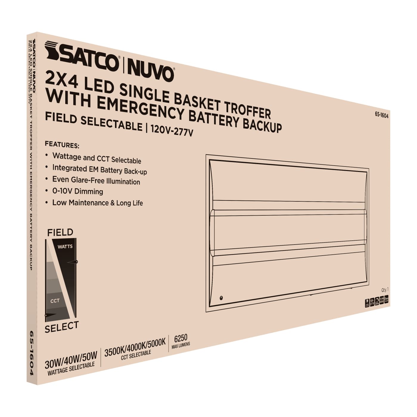2X4 EM SINGLE BASKET TROFFER - 65-1604