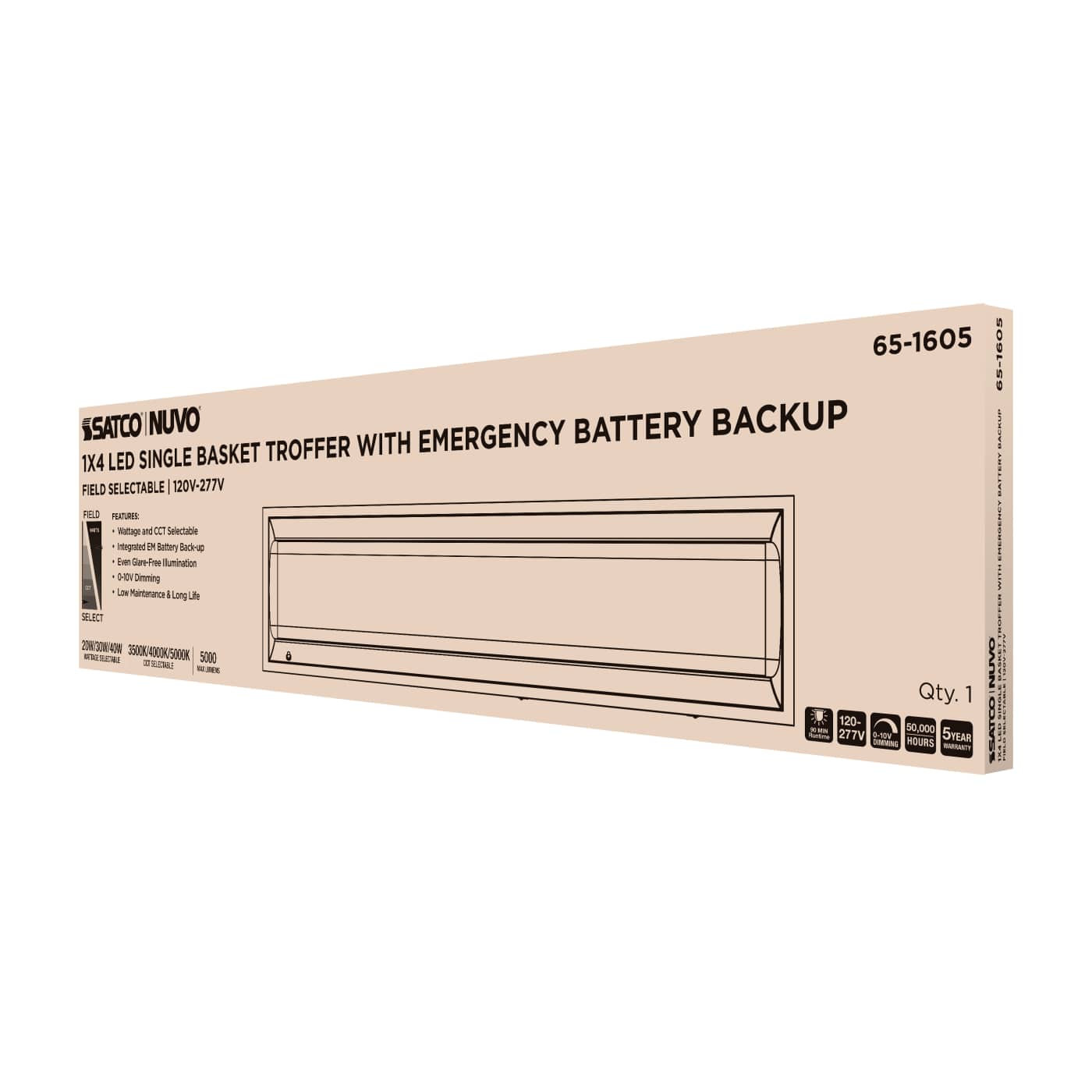 1X4 EM SINGLE BASKET TROFFER - 65-1605