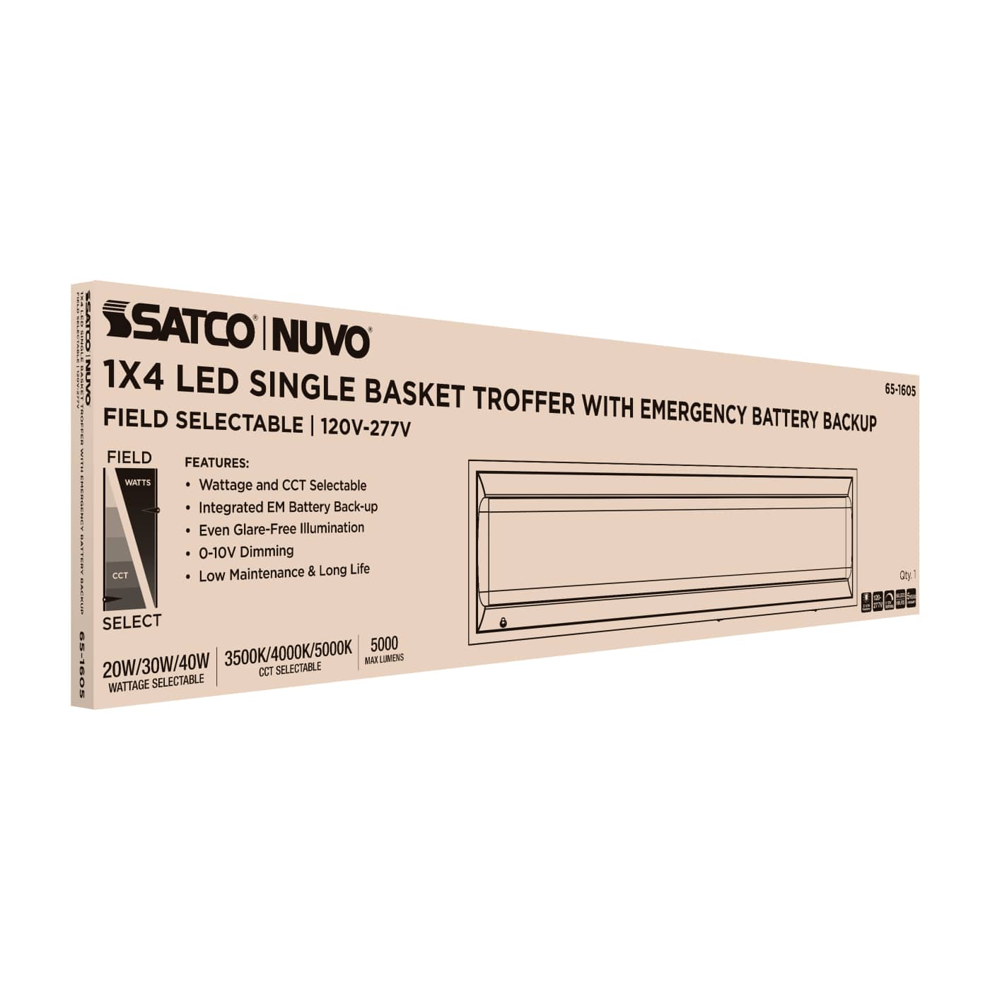 1X4 EM SINGLE BASKET TROFFER - 65-1605