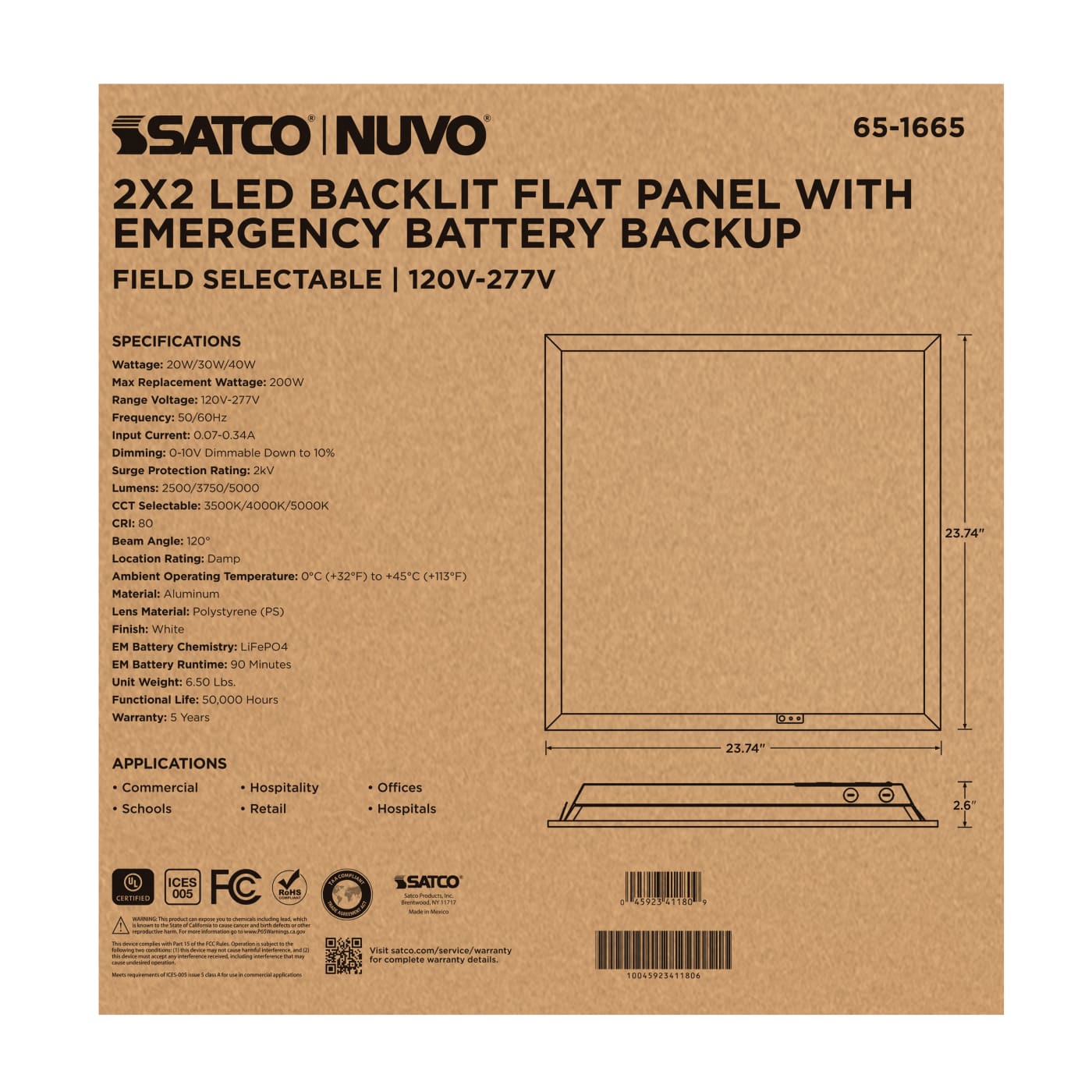 2X2 LED EM BACKLIT FLAT PANEL - 65-1665