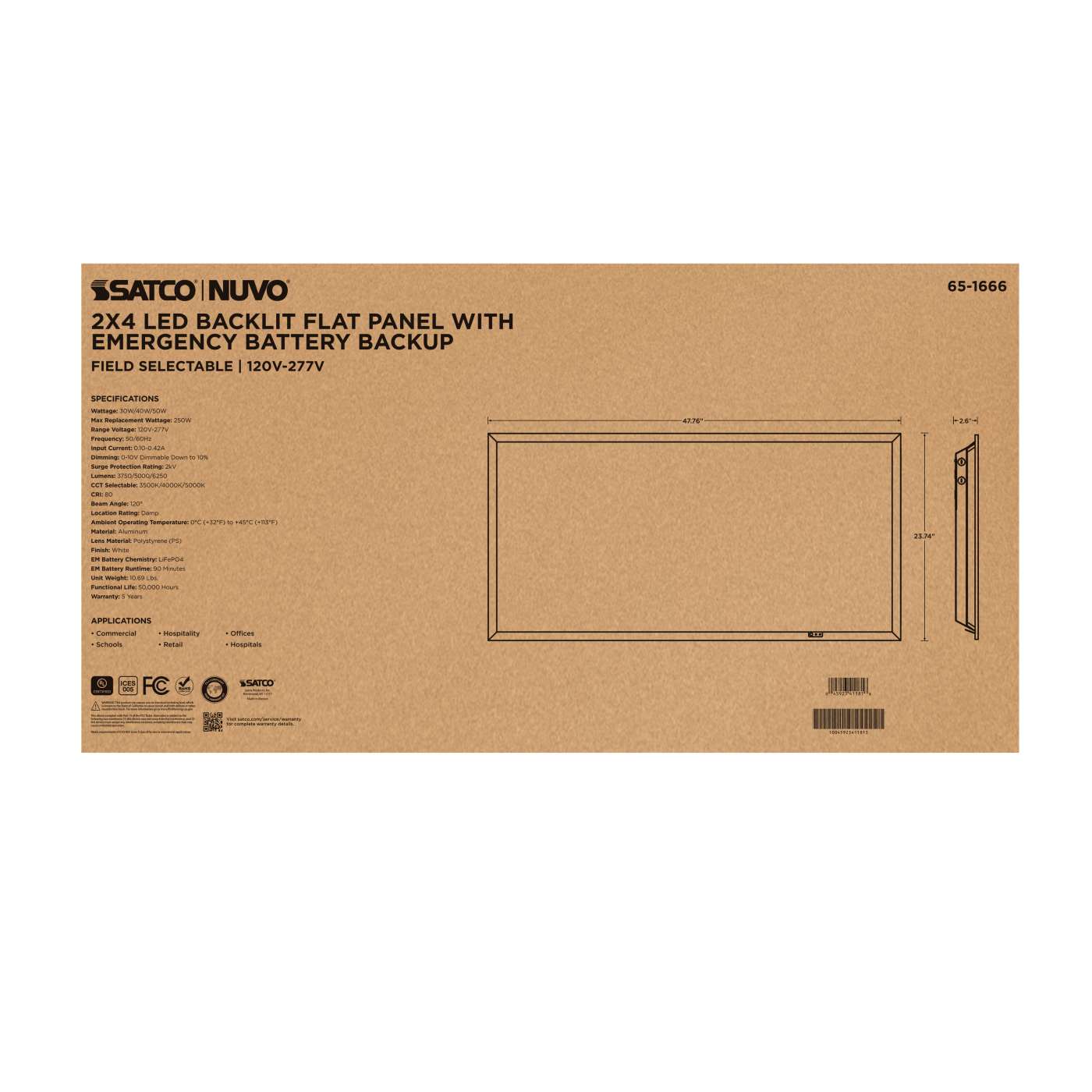 2X4 LED EM BACKLIT FLAT PANEL - 65-1666