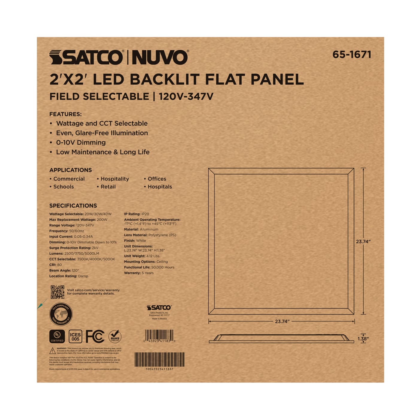 2X2 LED BACKLIT FLAT PANEL - 65-1671