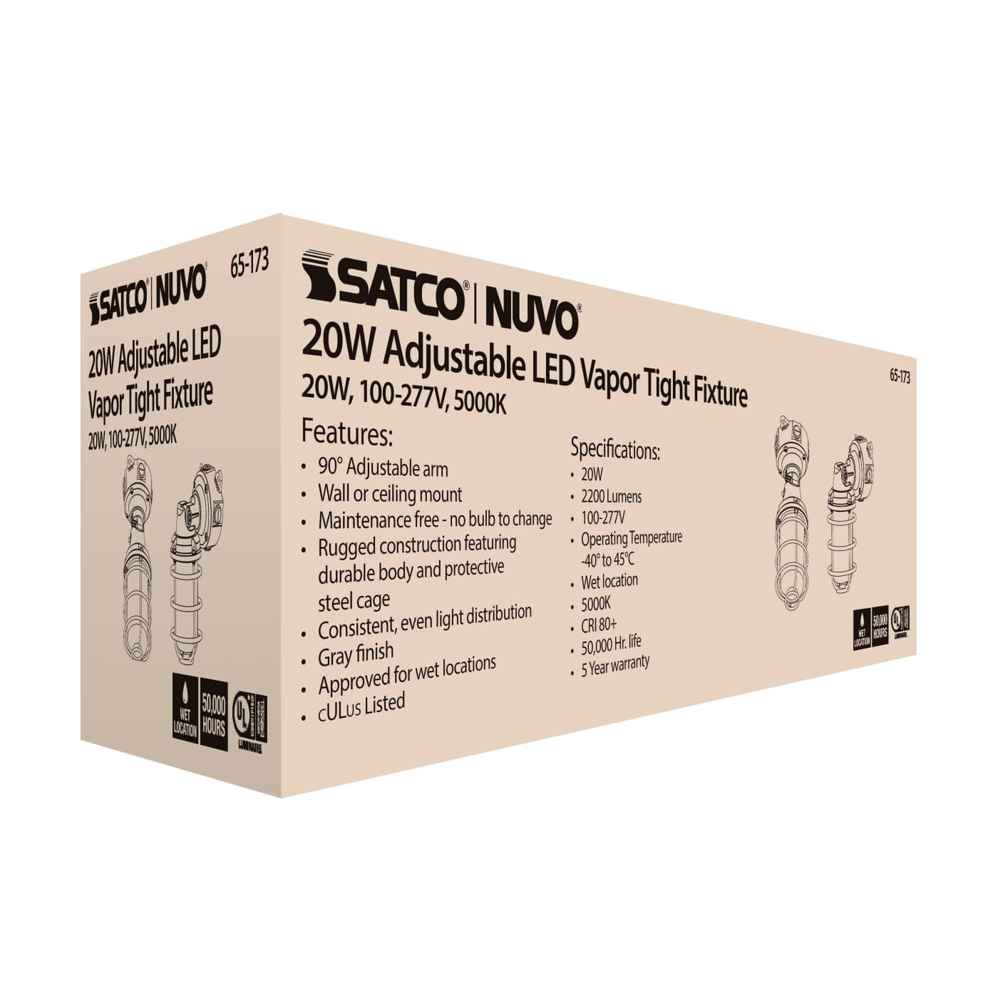 LED ADJUSTABLE VAPOR TIGHT - 65-173