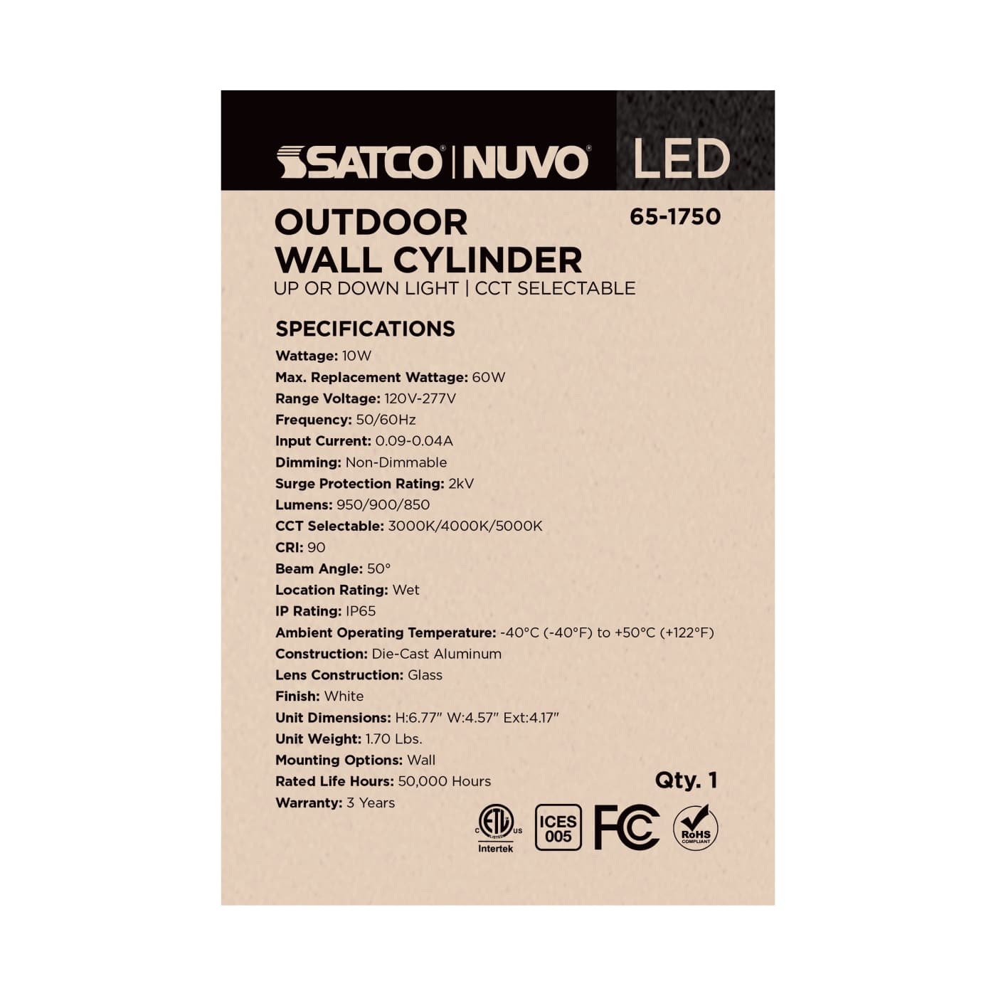 1 LT LED SM UP OR DOWN SCONCE - 65-1750