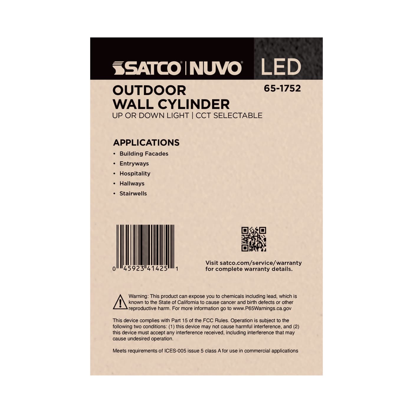 1 LT LED SM UP OR DOWN SCONCE - 65-1752