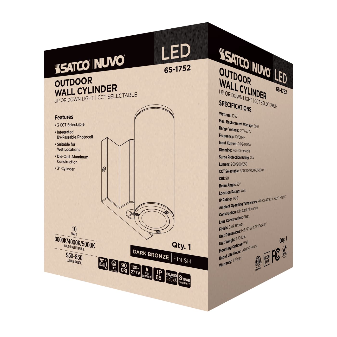 1 LT LED SM UP OR DOWN SCONCE - 65-1752