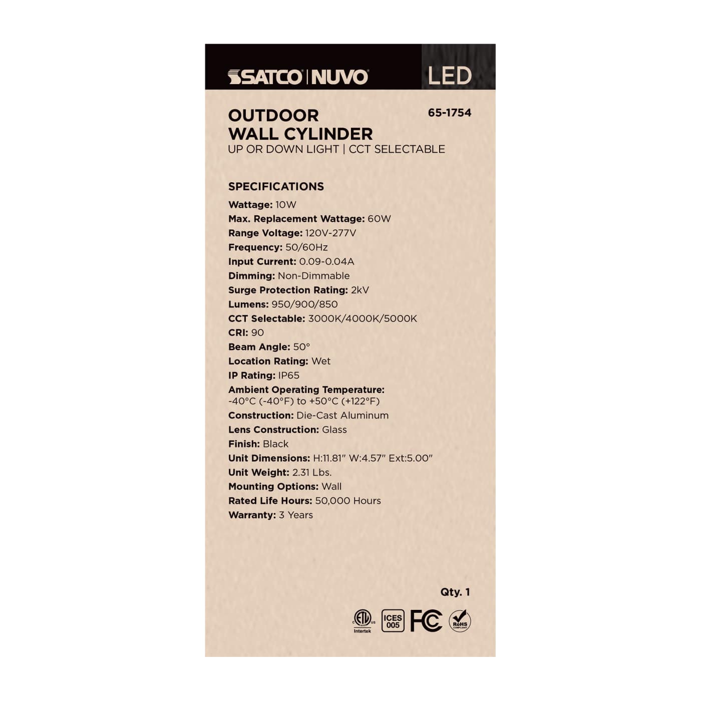 1 LT LED MD UP OR DOWN SCONCE - 65-1754