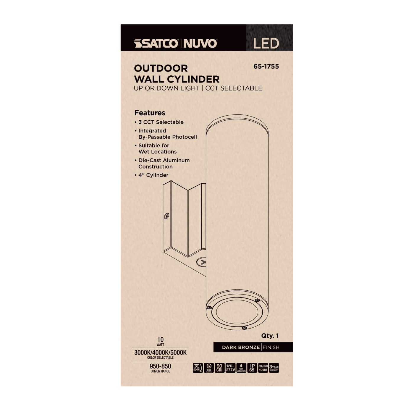 1 LT LED MD UP OR DOWN SCONCE - 65-1755
