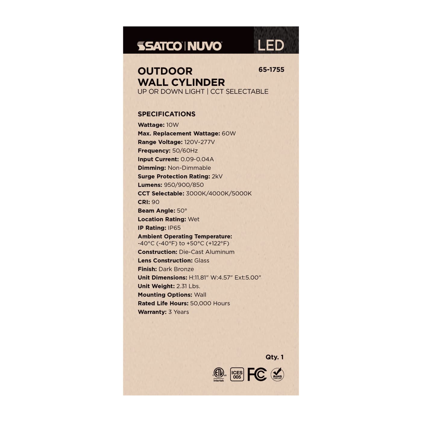 1 LT LED MD UP OR DOWN SCONCE - 65-1755