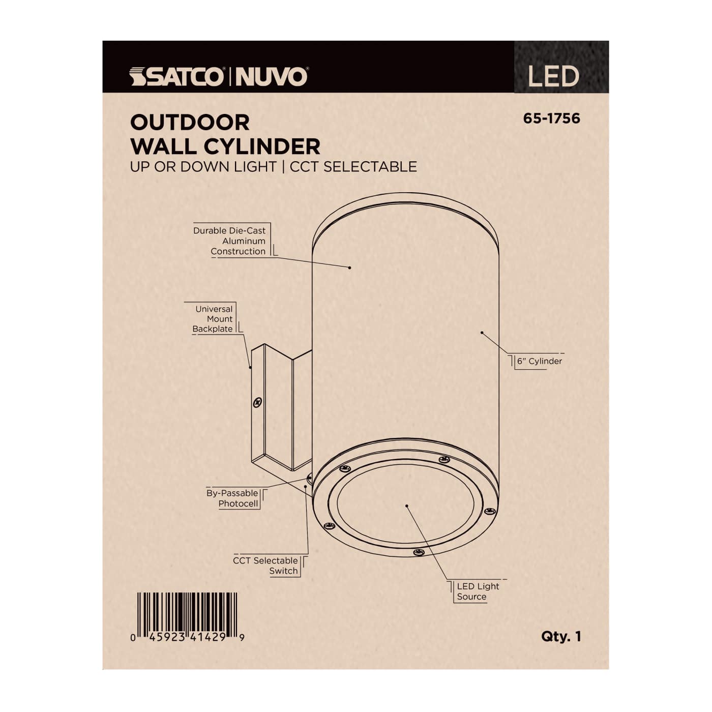 1 LT LED LG UP OR DOWN SCONCE - 65-1756