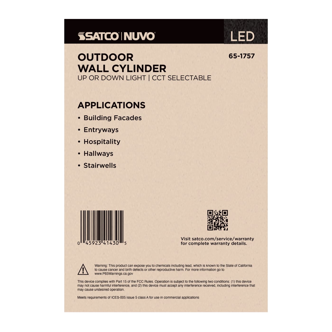 1 LT LED LG UP OR DOWN SCONCE - 65-1757