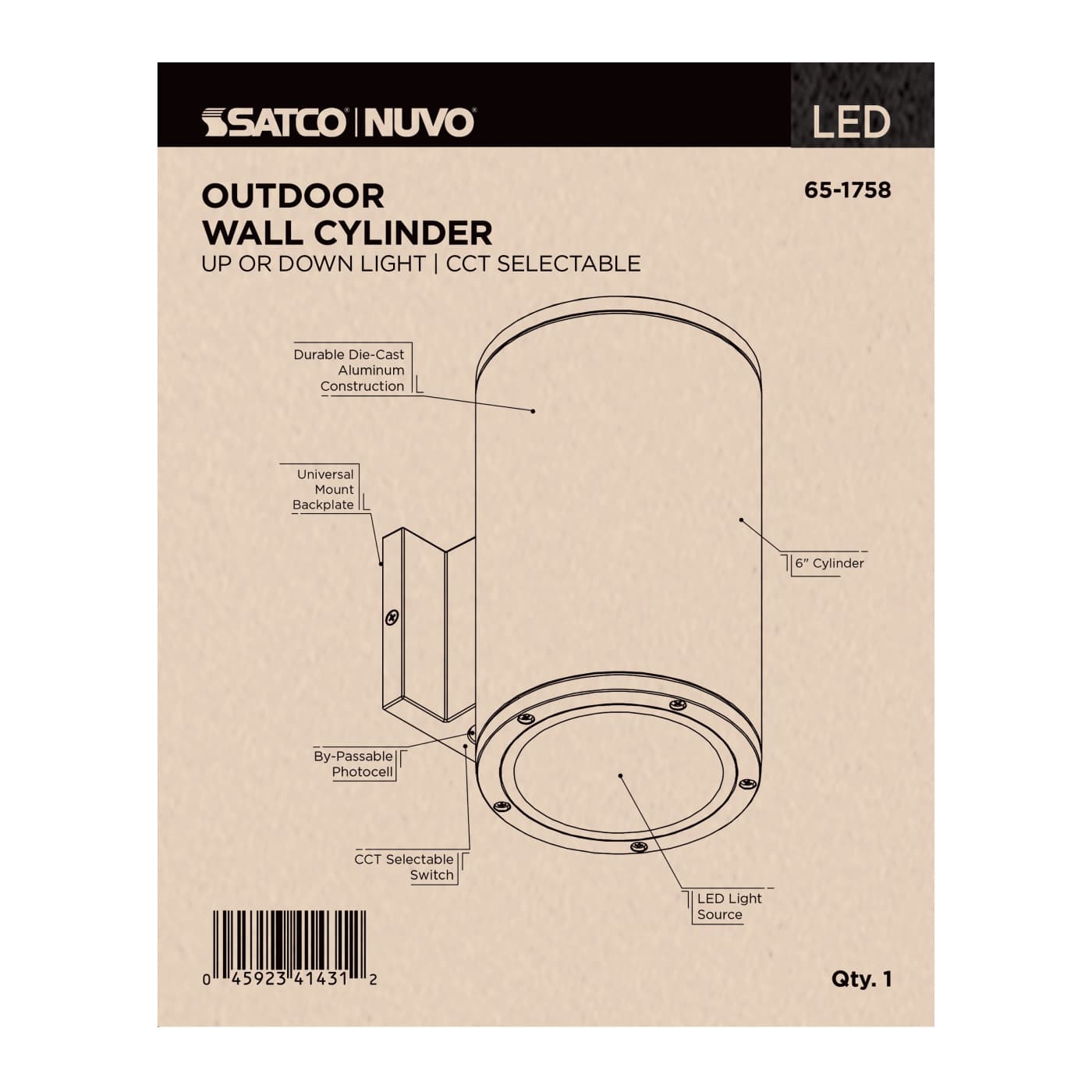 1 LT LED LG UP OR DOWN SCONCE - 65-1758