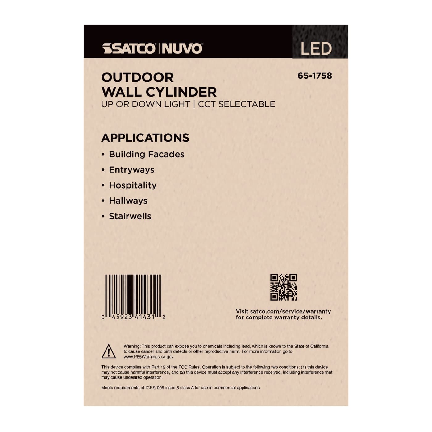1 LT LED LG UP OR DOWN SCONCE - 65-1758