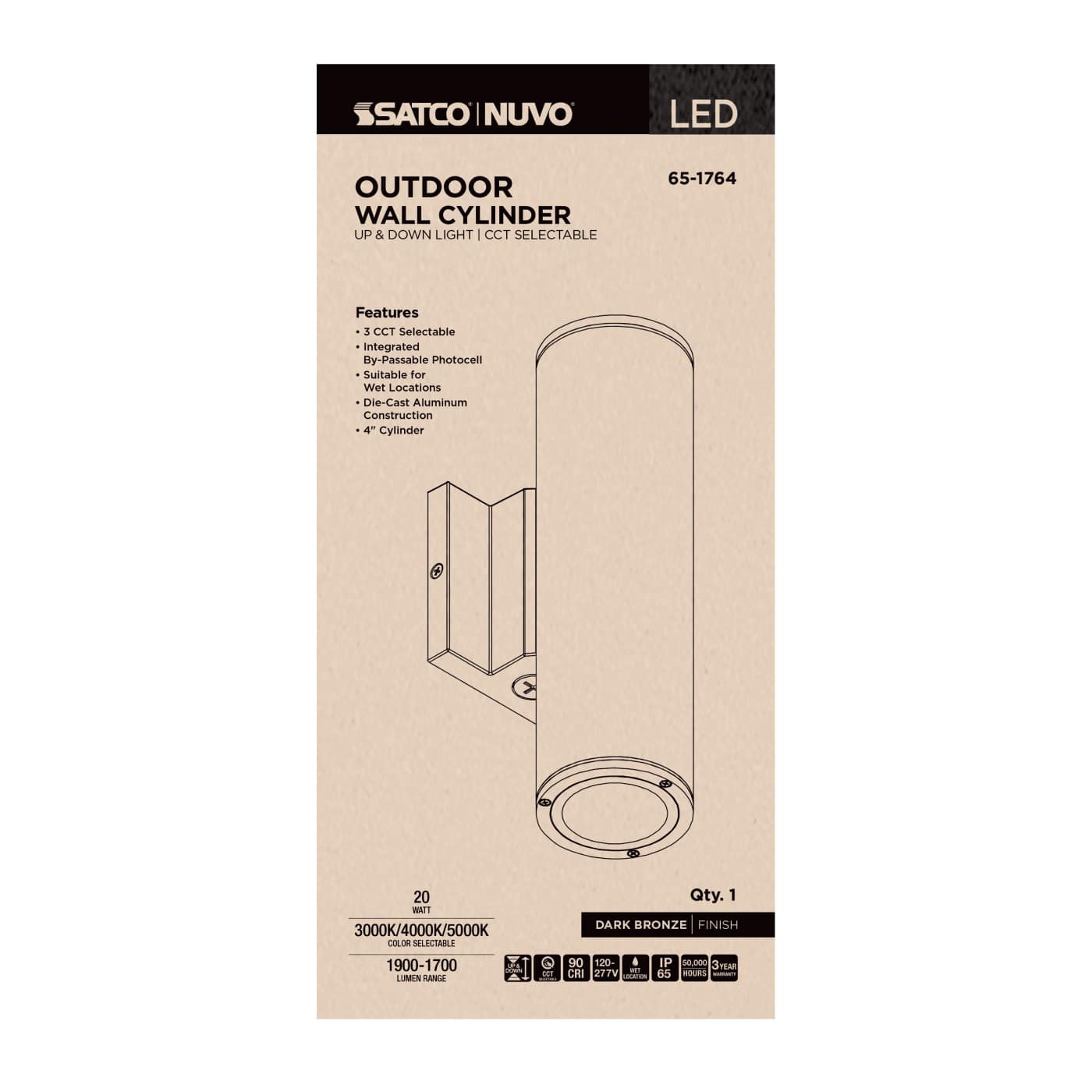 2 LT LED MD UP & DOWN SCONCE - 65-1764
