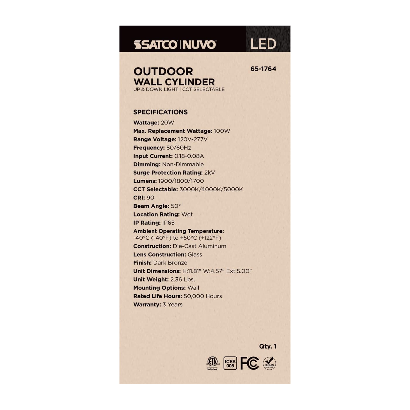 2 LT LED MD UP & DOWN SCONCE - 65-1764