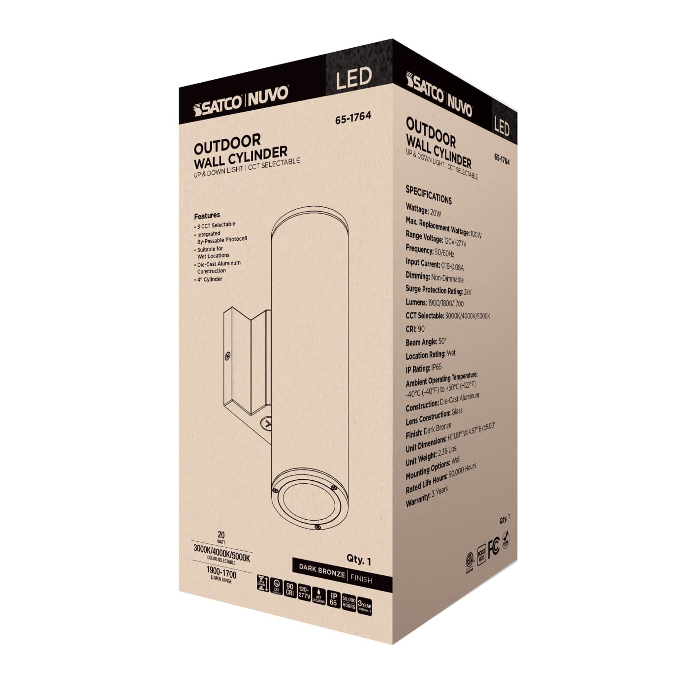 2 LT LED MD UP & DOWN SCONCE - 65-1764