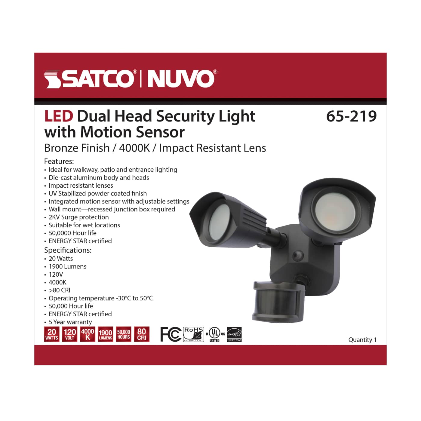 LED DUAL HEAD SECURITY LIGHT - 65-219