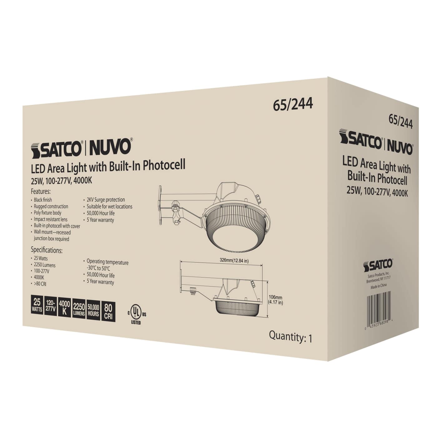 25W LED AREA LIGHT W/PHOTOCELL - 65-244