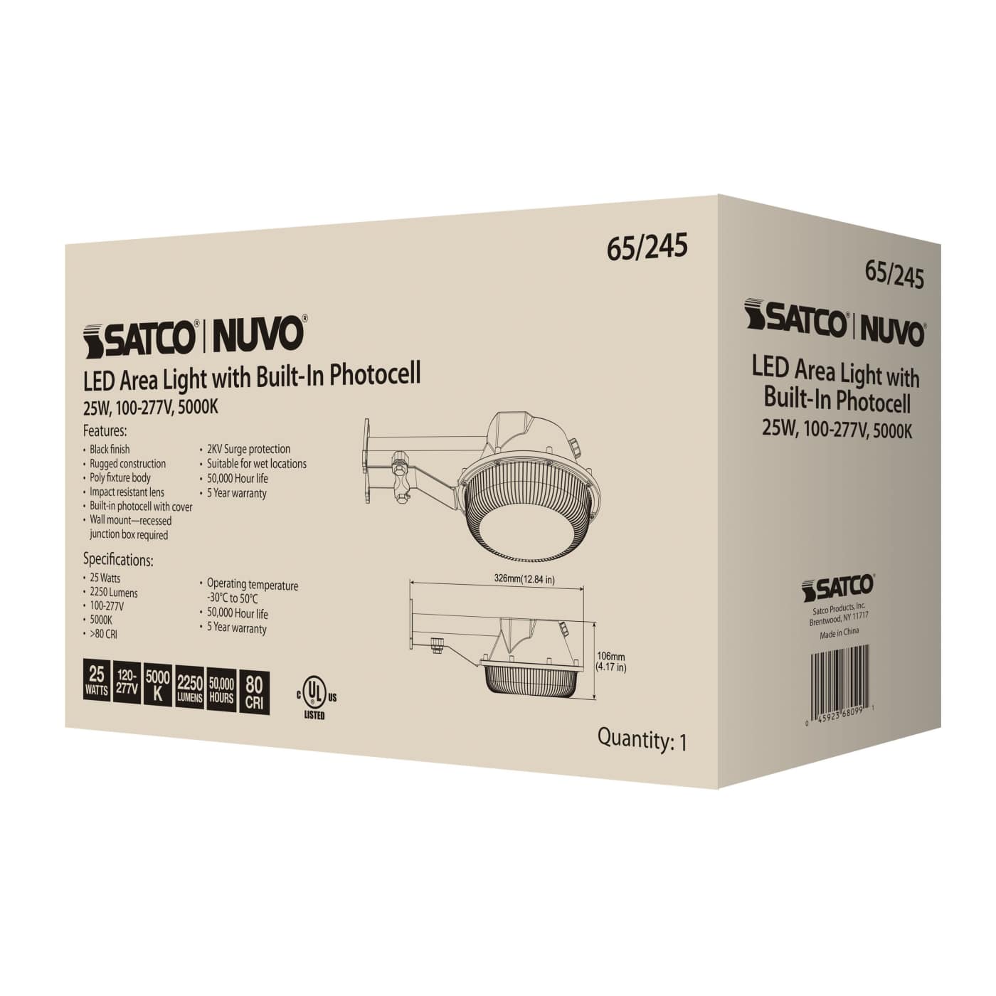 25W LED AREA LIGHT W/PHOTOCELL - 65-245