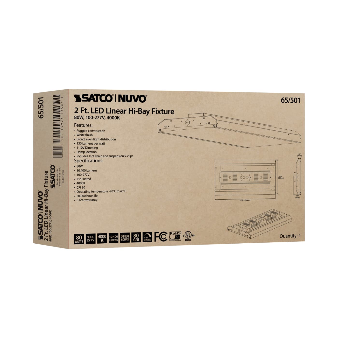 80W LED 2FT LINEAR HI-BAY - 65-501