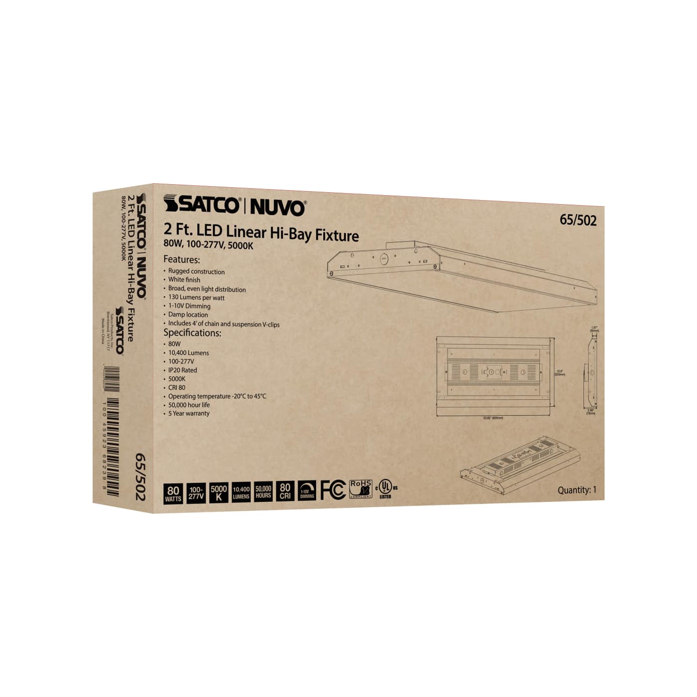 80W LED 2FT LINEAR HI-BAY - 65-502