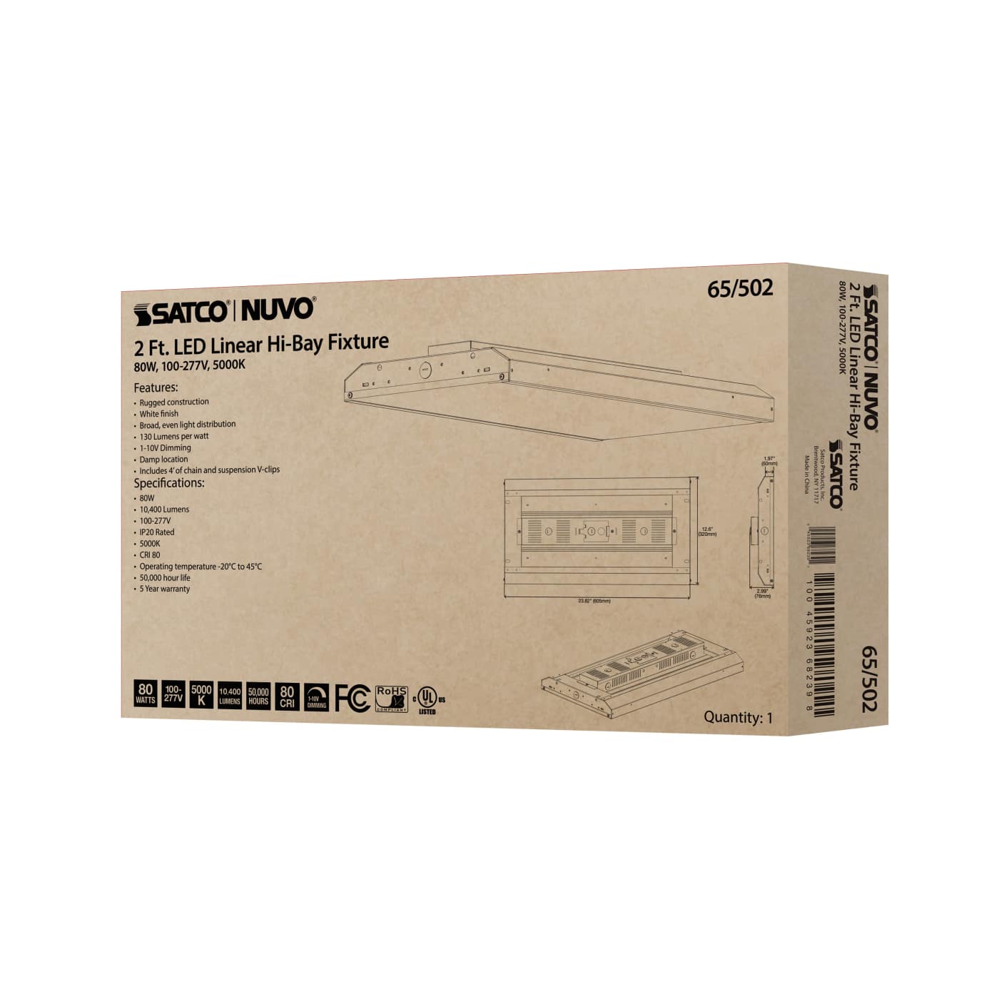 80W LED 2FT LINEAR HI-BAY - 65-502