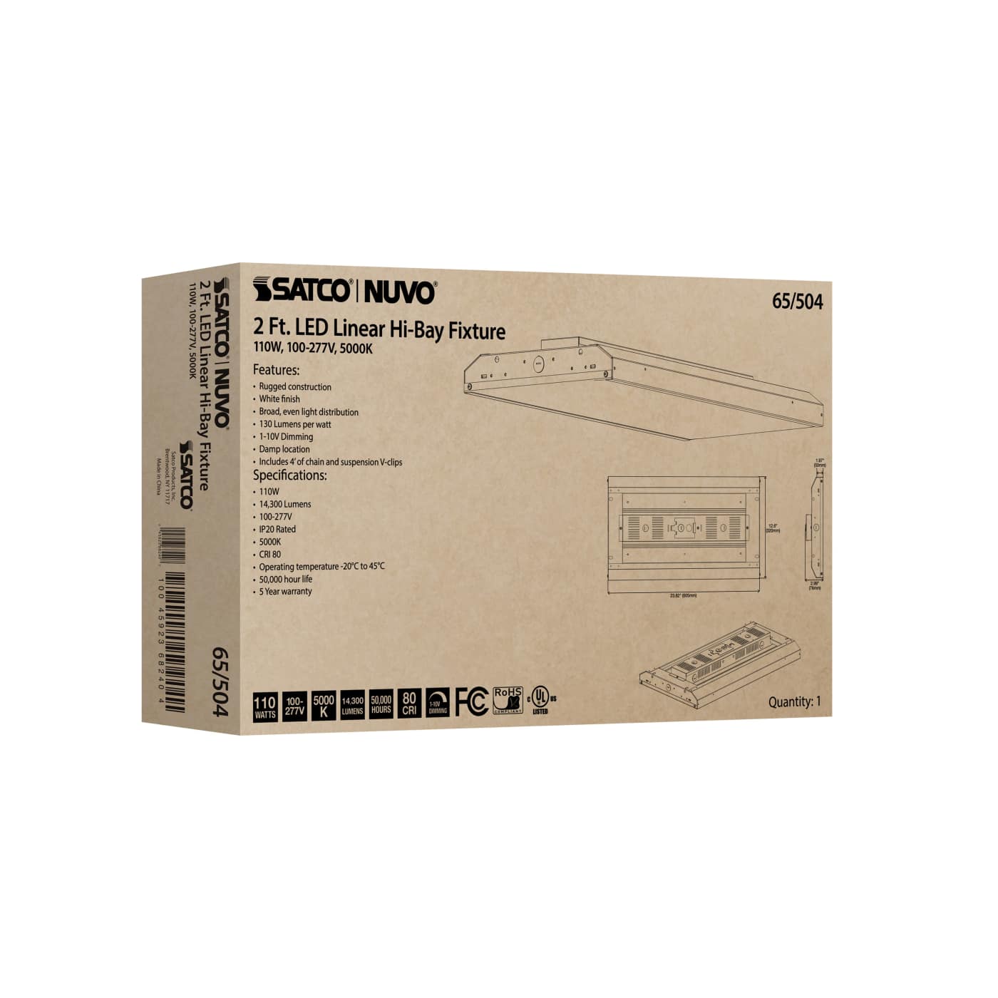 110W LED 2FT LINEAR HI-BAY - 65-504