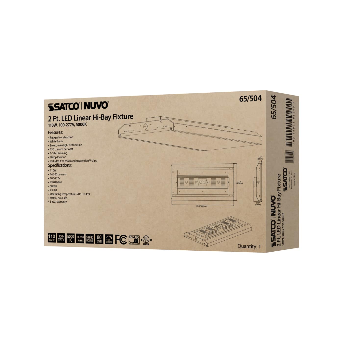 110W LED 2FT LINEAR HI-BAY - 65-504