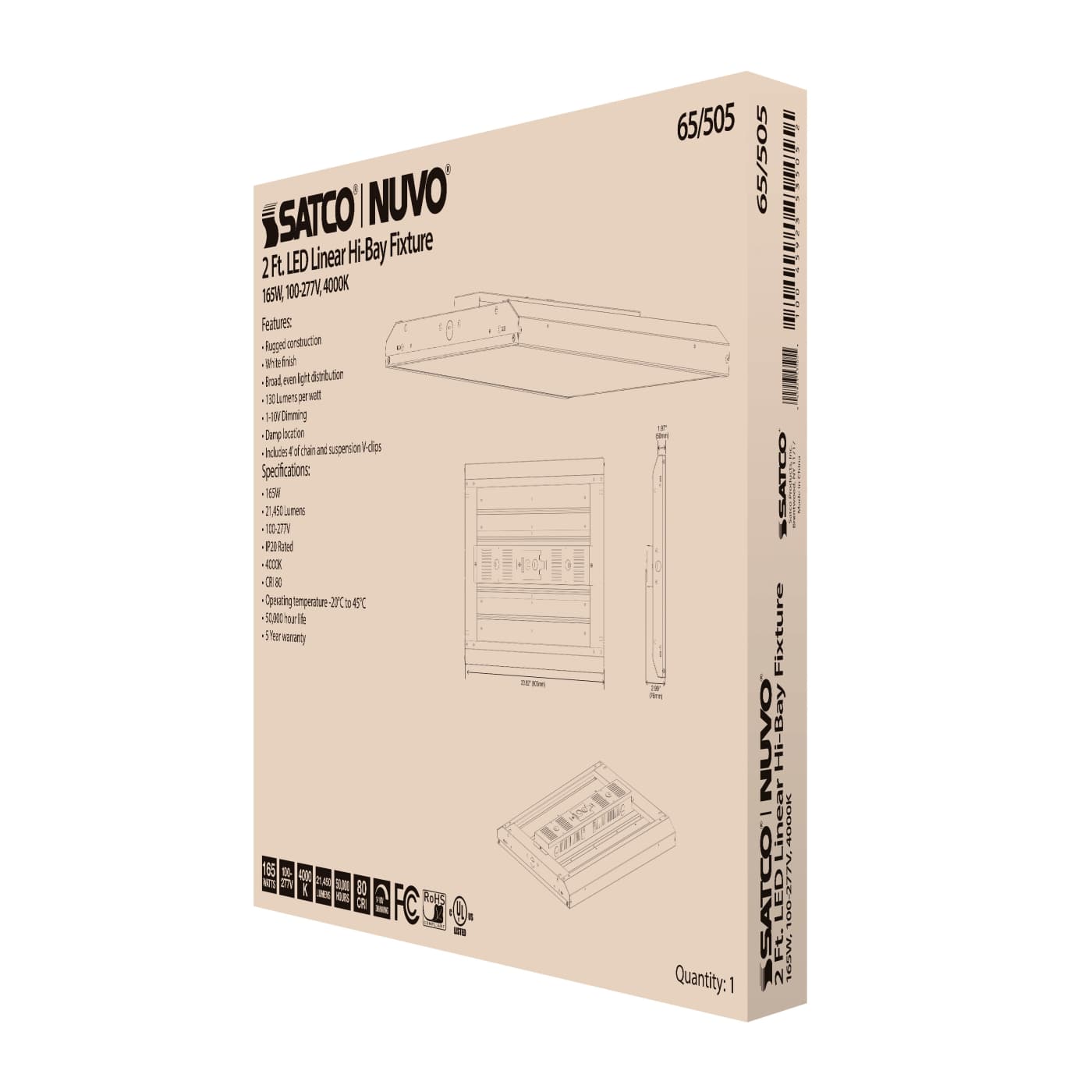 165W LED 2FT LINEAR HI-BAY - 65-505