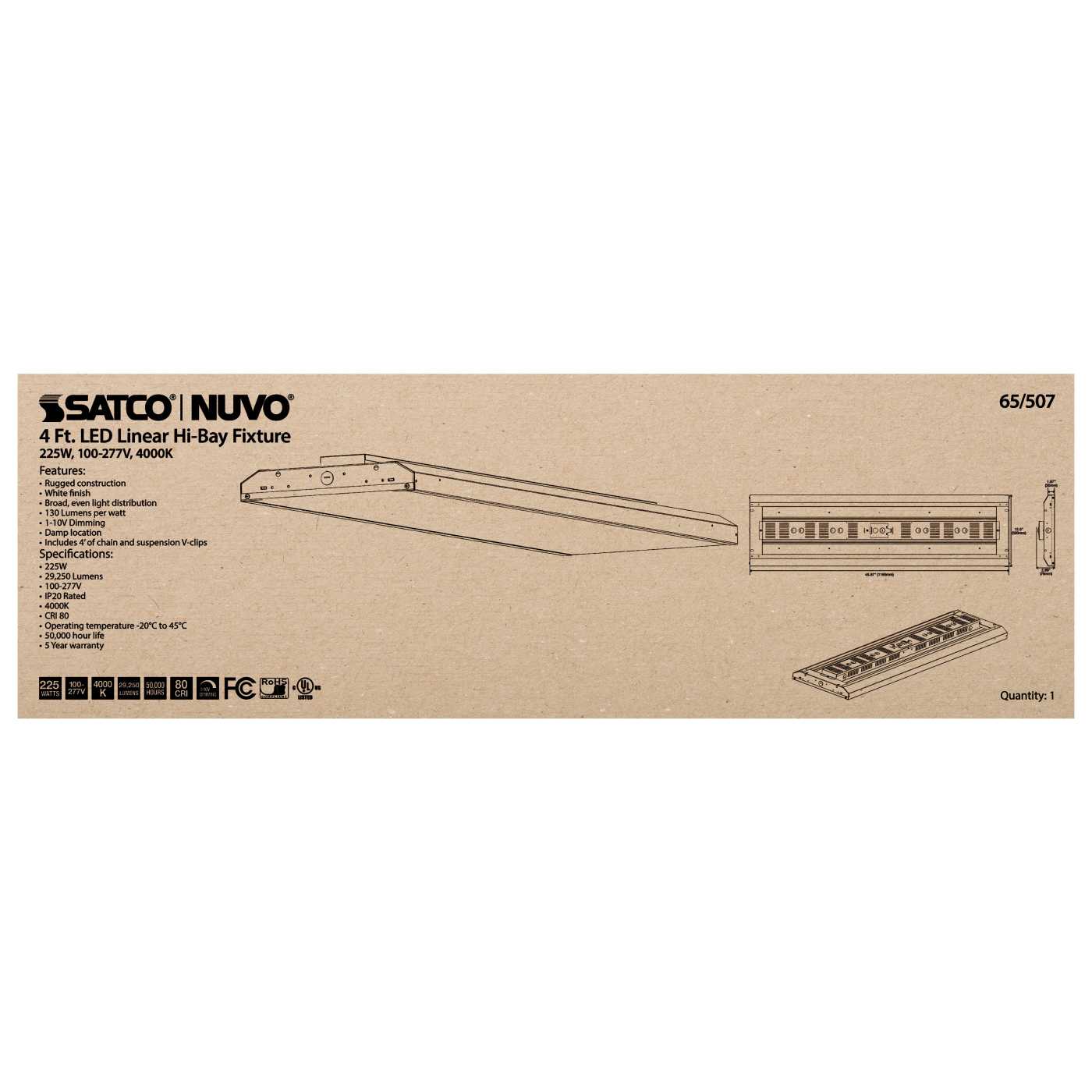 225W LED 4FT LINEAR HI-BAY - 65-507