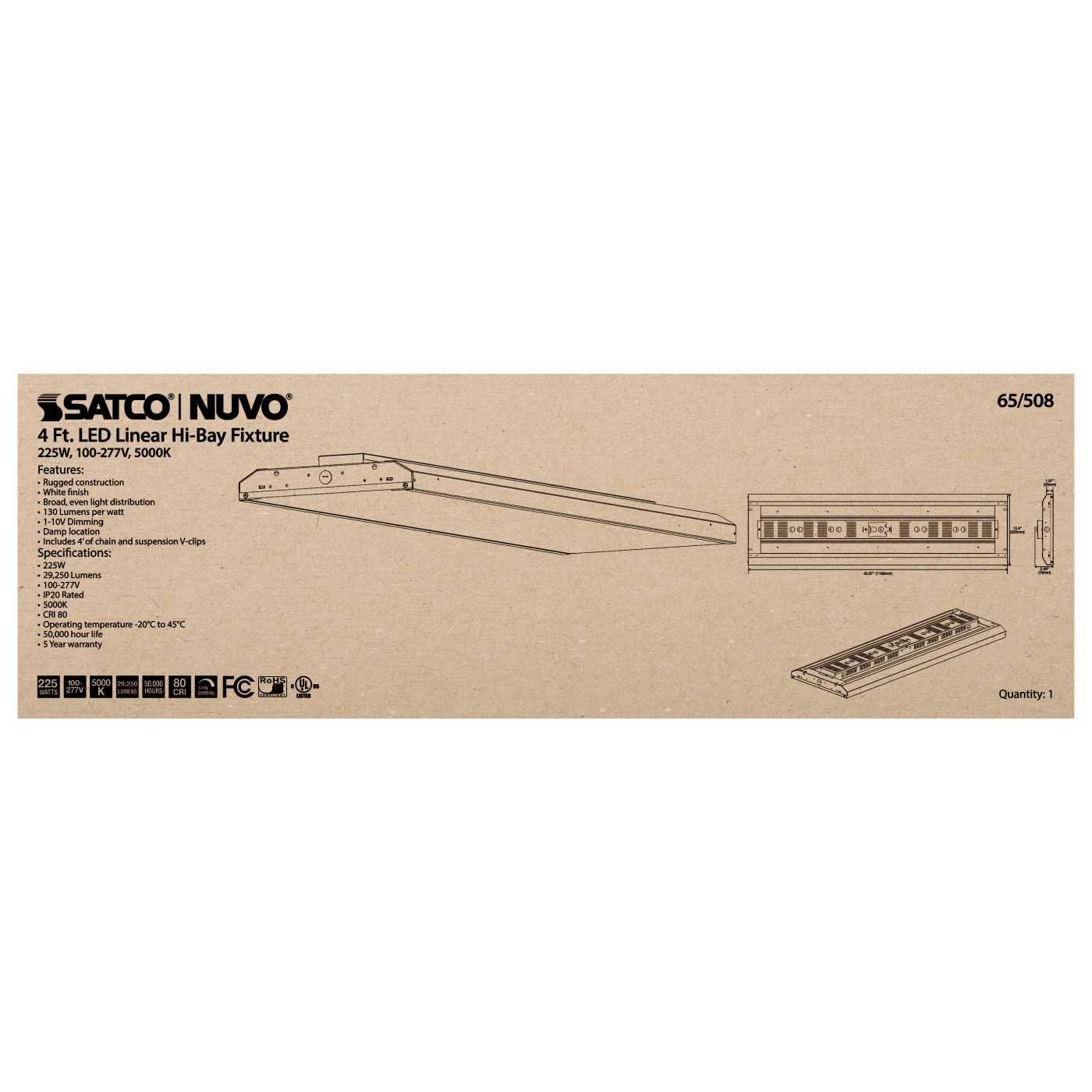 225W LED 4FT LINEAR HI-BAY - 65-508