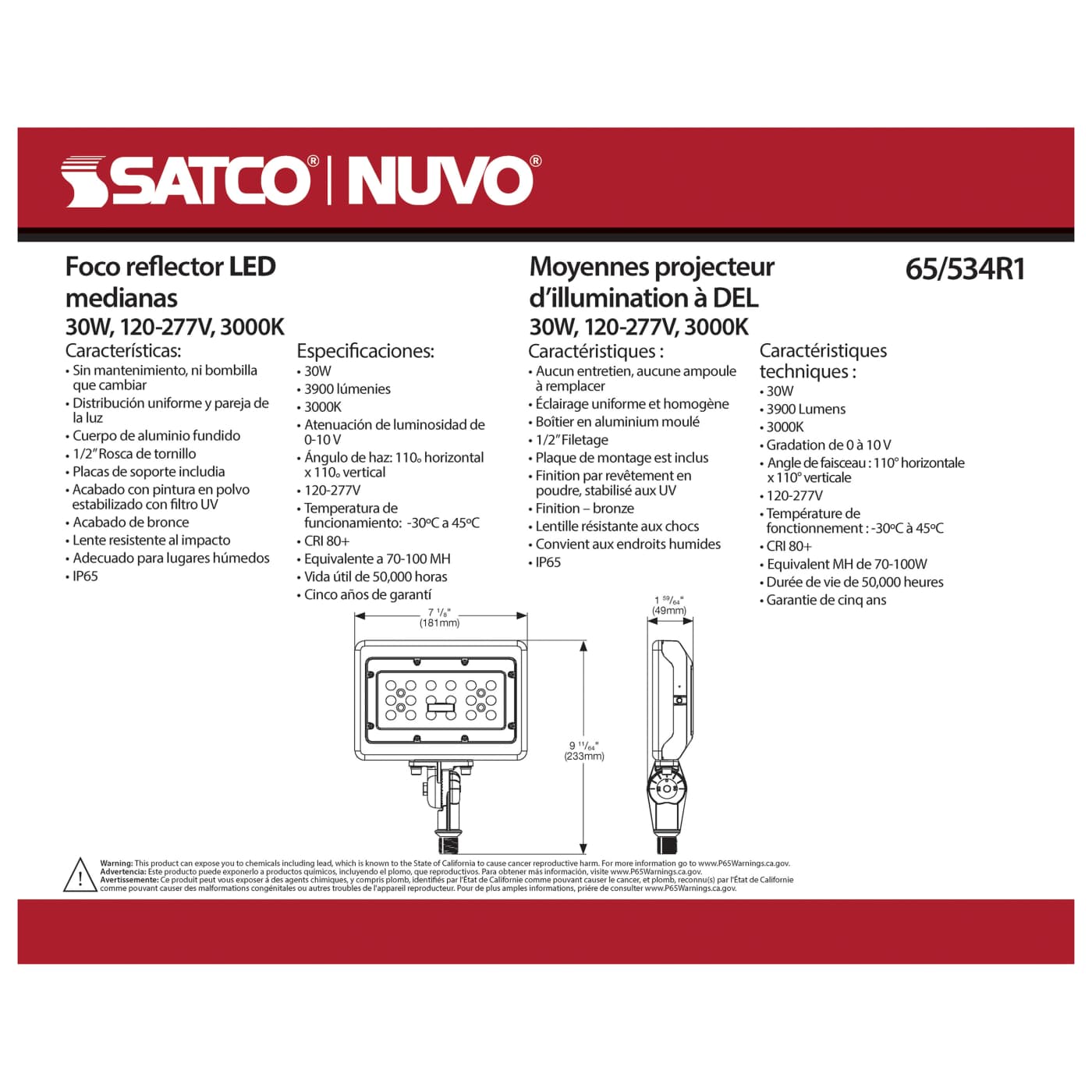LED 30W MEDIUM FLOOD LIGHT - 65-534R1