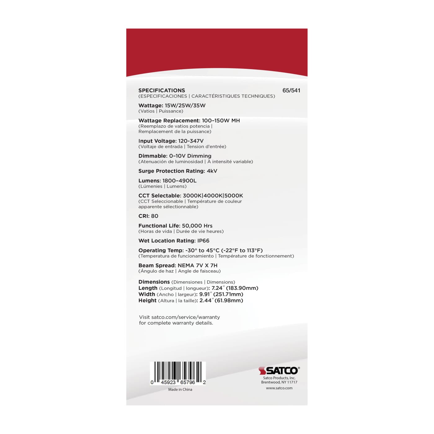 LED WATT/CCT SELECTABLE FLOOD - 65-541