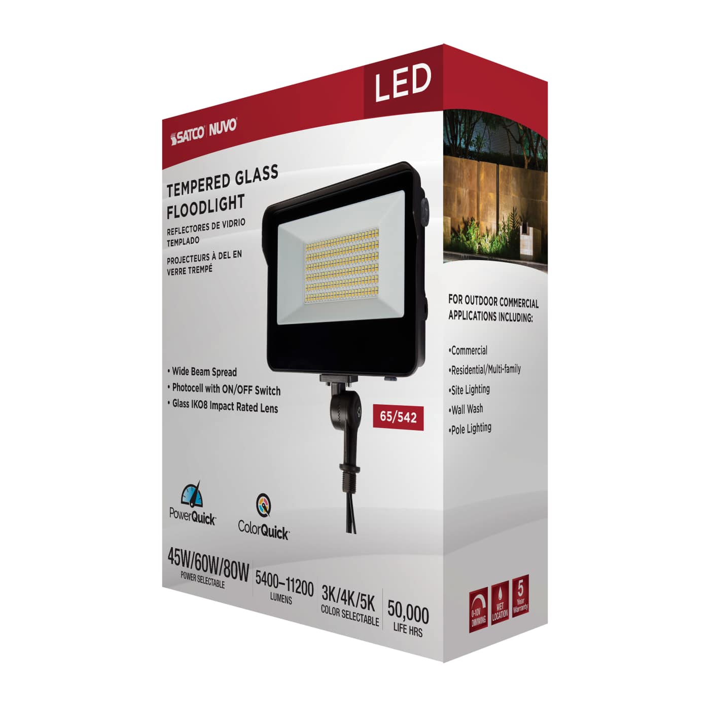 LED WATT/CCT SELECTABLE FLOOD - 65-542