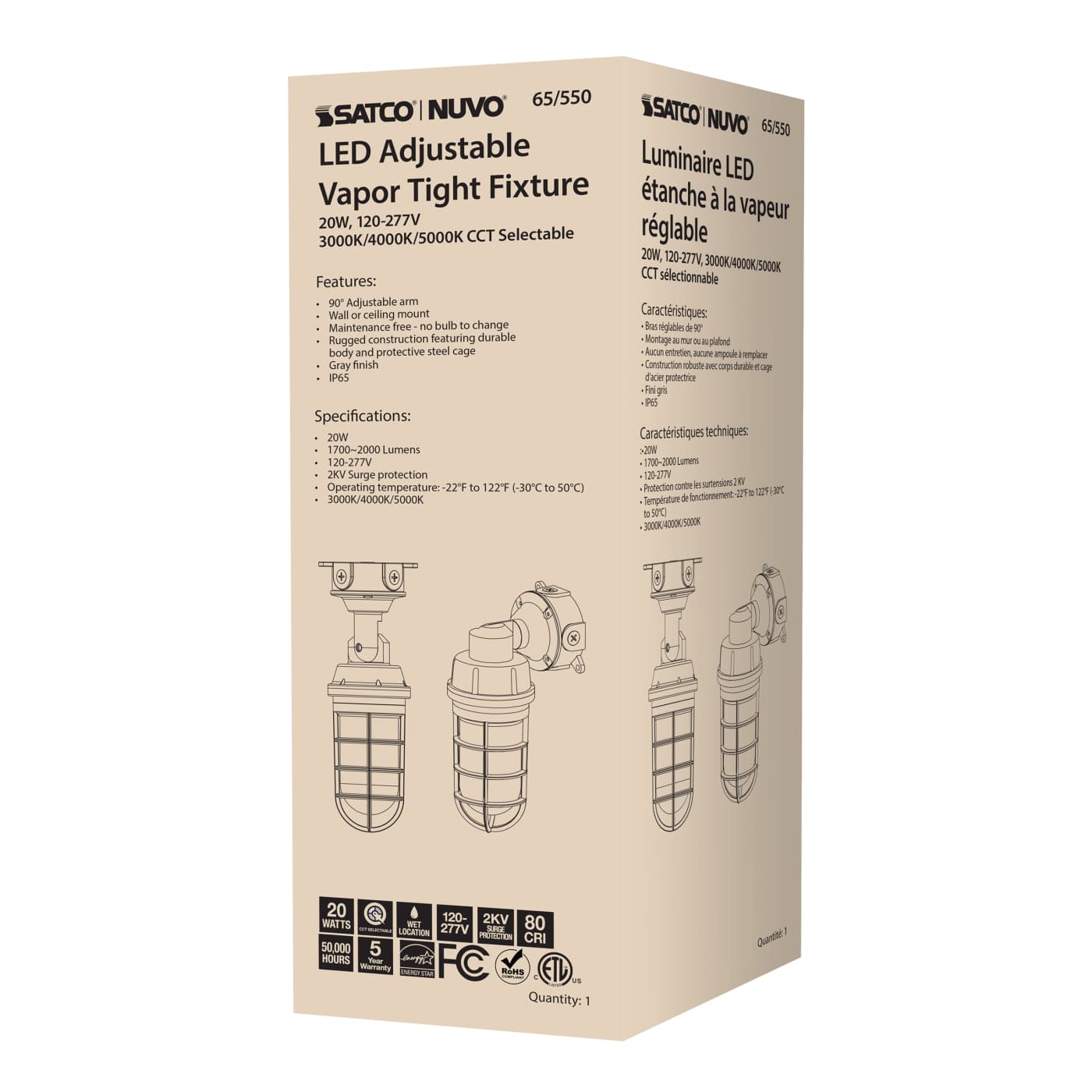 LED ADJUSTABLE VAPOR TIGHT - 65-550